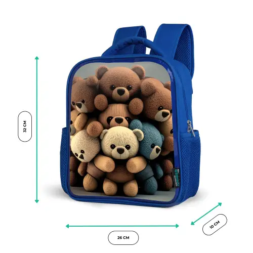 Knuffelberen Kinderrugzak - Blauw middel -productfoto_formaten