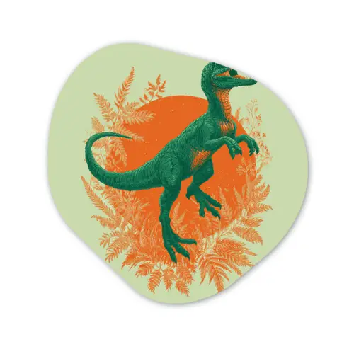 Dinosaurus - Groen - Planten - Cirkel Wandcirkel Organisch Forex 3mm klein -3d