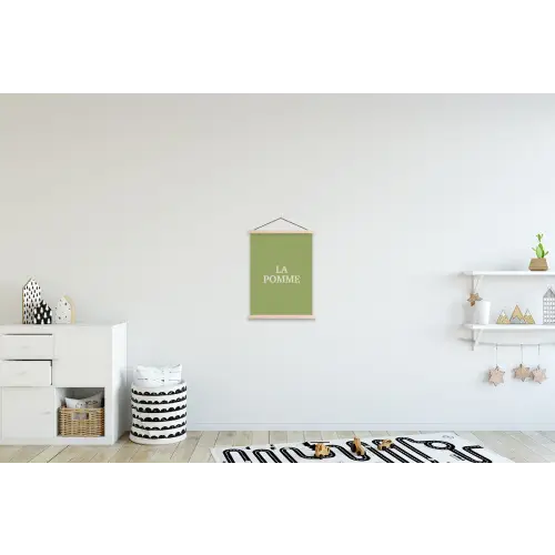 Appel - Groen - Minimalistisch textielposter latten blank klein -kinderkamer