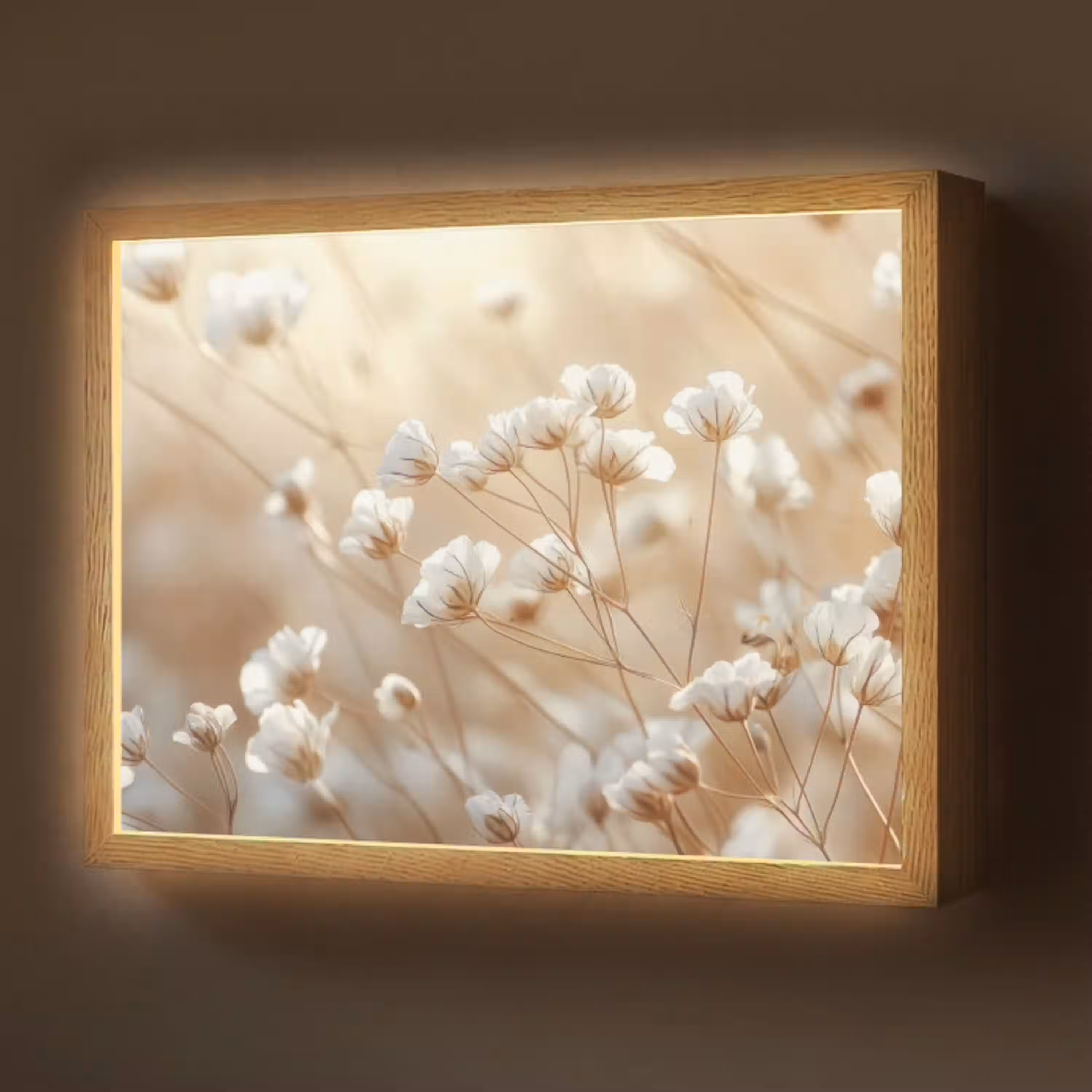 Wilde - Bloemen - Wit Light Box met batterij (Wandlamp) middel -z3d_website