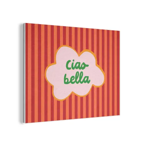 Ciao bella - Tekstwolk - Strepen - Oranje PET vilt klein -3d