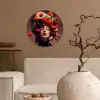 Vrouw - Donuts - Kleurrijk Wandcirkel kunststof plaat 5mm dik klein -sfeer1