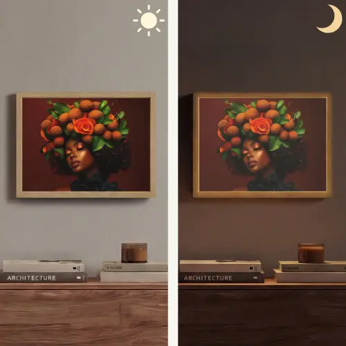 Vrouw - lychee - exotisch Light Box met batterij (Wandlamp) middel -sfeer3