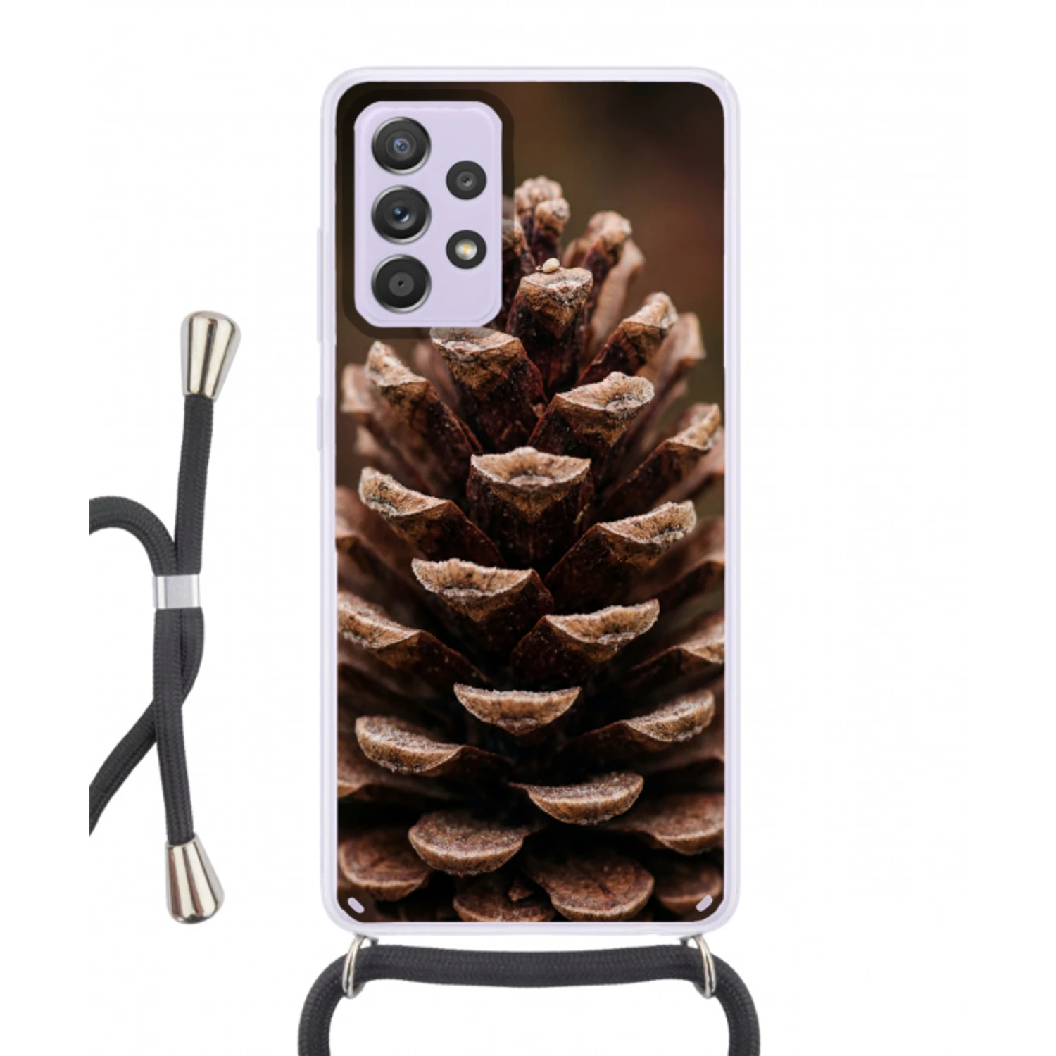 Dennenappel - Bos - Herfst - Bruin - Sfeervol Hoesje Samsung Galaxy A52 5G met koord klein -3d