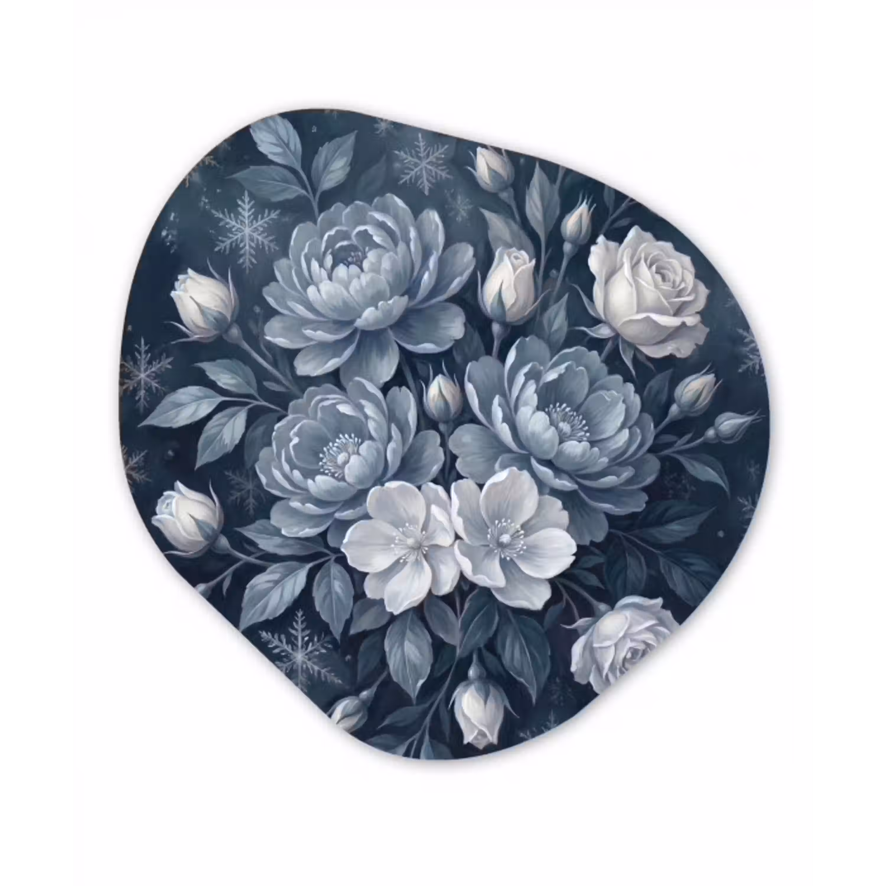Bloemen - Boeket - Winter - Abstract - Blauw Wandcirkel Organisch Forex 3mm klein -3d