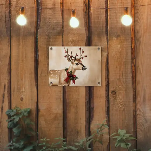 Gewei - Kerst - Rendier - Rood tuinposter los doek klein -sfeer1
