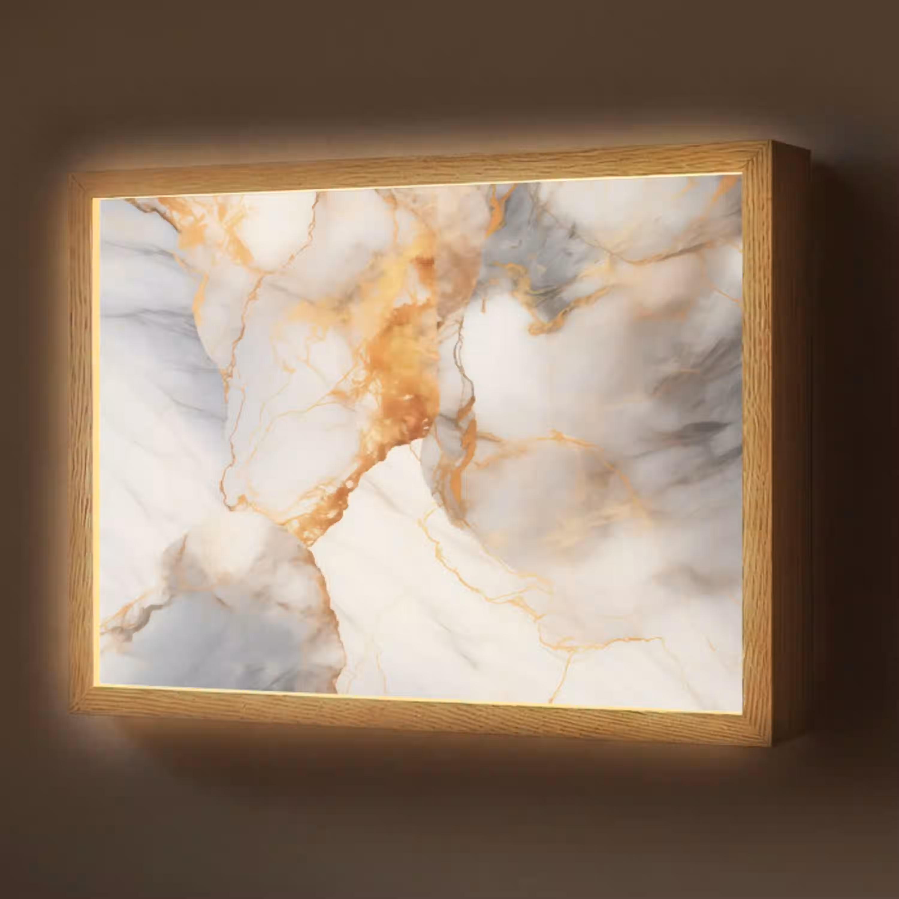 Marmer - Grijs - Goud Light Box met batterij (Wandlamp) middel -z3d_website