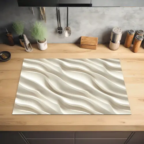 Diagonaal - Golven - Crème Inductie beschermer vinyl 3mm klein 276 -sfeer5
