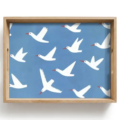 Vogels - Wit - Patroon Dienblad Rechthoek middel -z3d_shopping