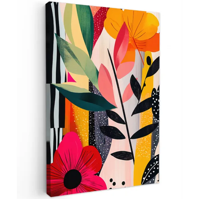 Bloemen - Bladeren - Abstract - Kleurrijk canvas 2cm klein -z3d