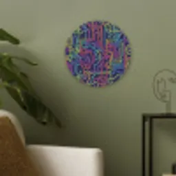 Retro - Abstract - Neon Akoestische PET Vilt - Rond klein -sfeer2