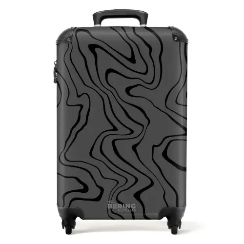 Grijze achtergrond met abstracte zwarte lijnen NBS - Handbagage koffer - Unisex middel -productfoto_recht