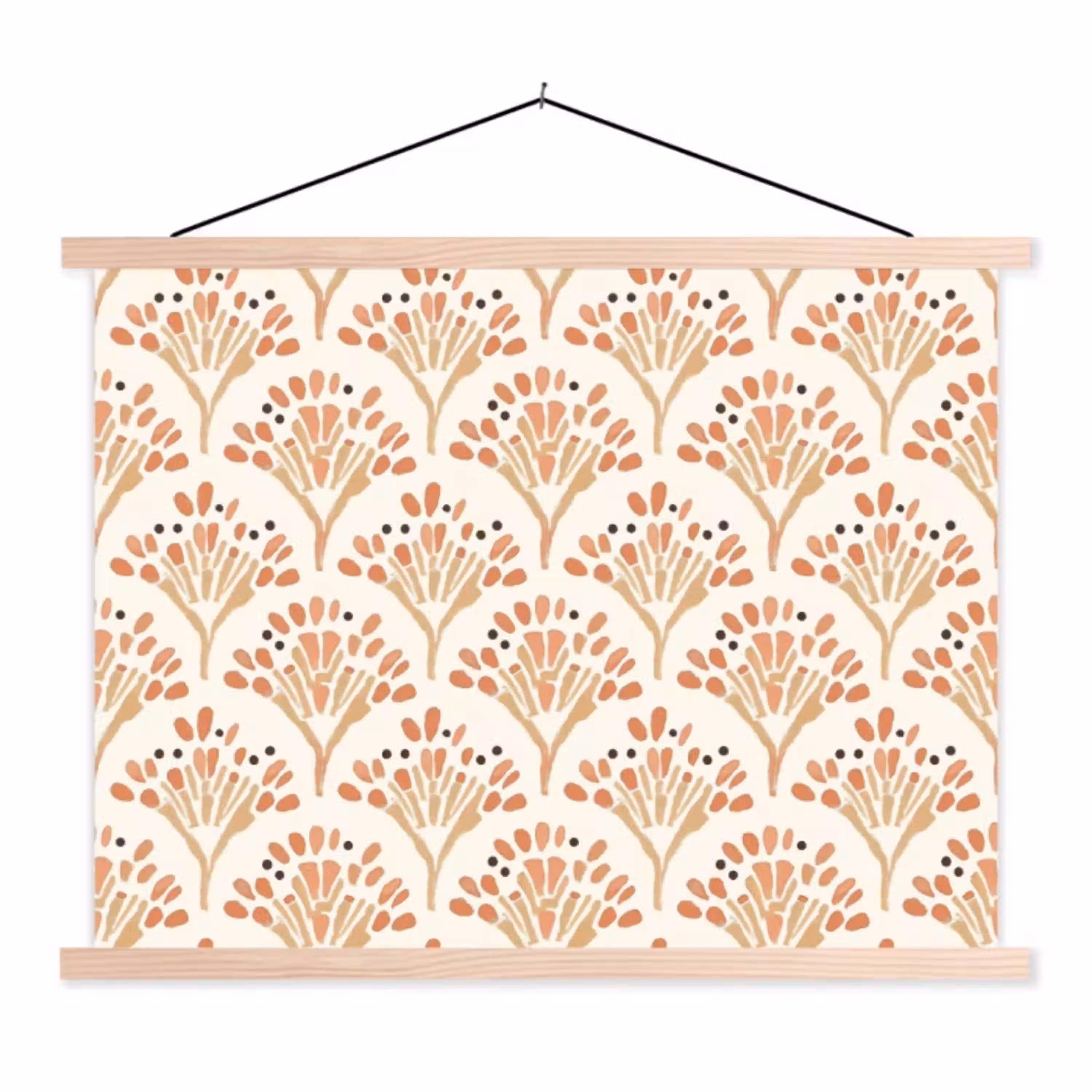 Terracotta - Waaiers - Schilderachtig - Patroon textielposter latten blank klein 122 -3d
