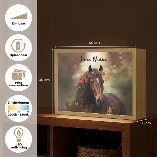 Paard - Dieren - Bloemen - Bos - Vlinder Light Box met batterij (Wandlamp kind) middel -USP_websiteoverzichtNL