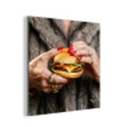 Vrouw - Hamburger - Bontjas aluminium wit klein -3d