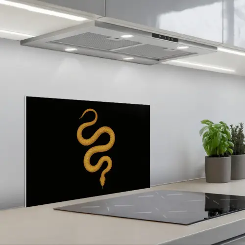 Slang - Minimalistisch - Goud keuken achterwand spatscherm klein -3d_schuin