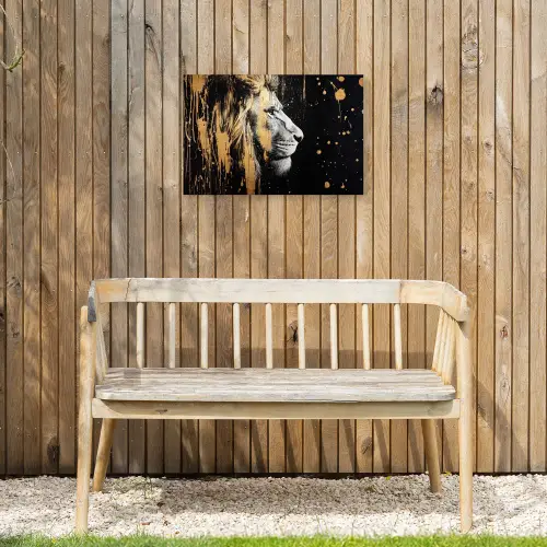 Portret - Leeuw - Abstract - Goud Tuinposter op houten frame 2 cm dik klein -sfeer4