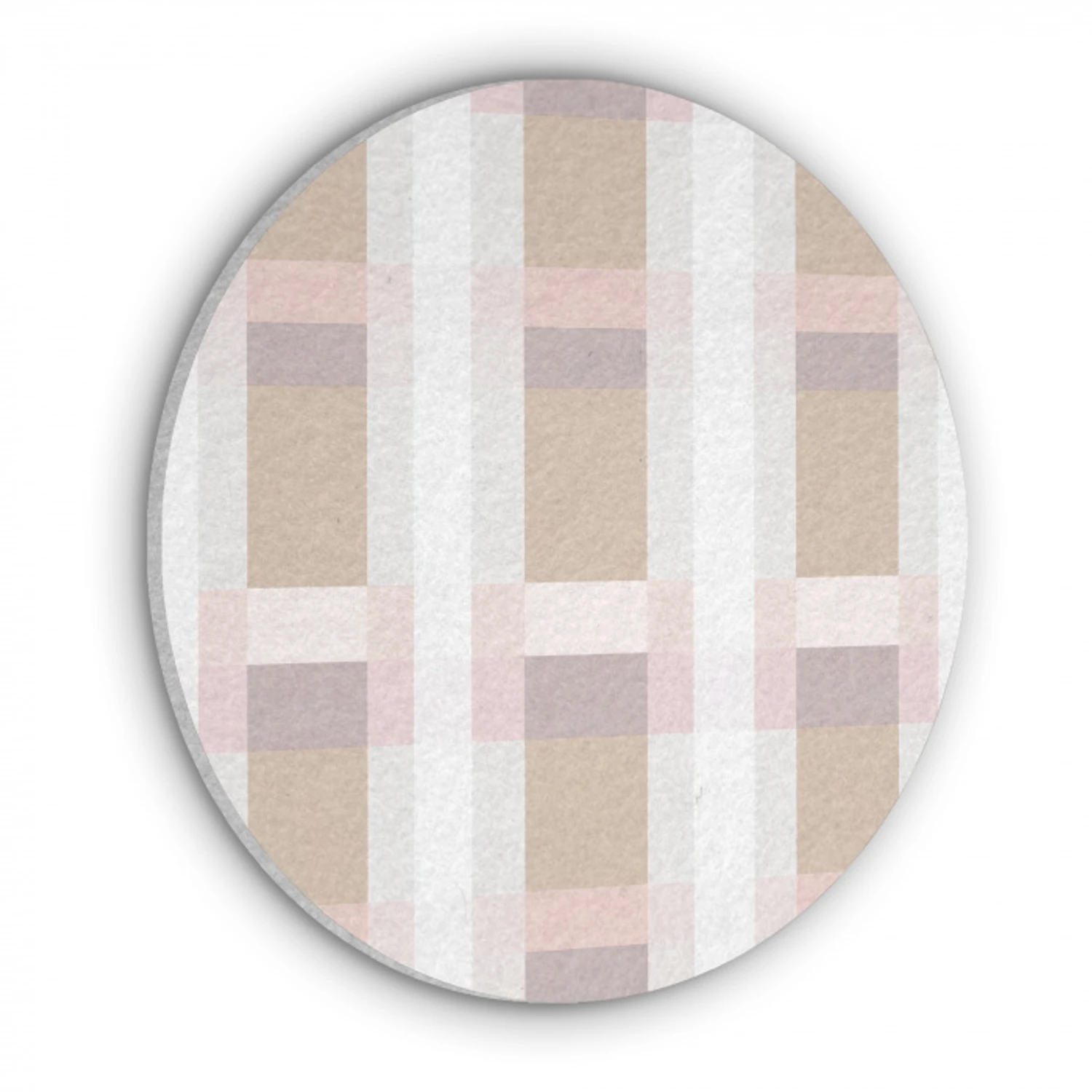 Ruitpatroon - Aardetinten - Minimalistisch Akoestische PET Vilt - Rond klein 838 -3d