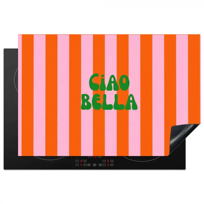 Strepen - Oranje - Verticaal - Ciao bella Inductie beschermer vinyl 3mm klein -3d