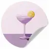 Cocktail - Paars - Minimalistisch - Citroen Wandcirkel behangsticker klein -3d