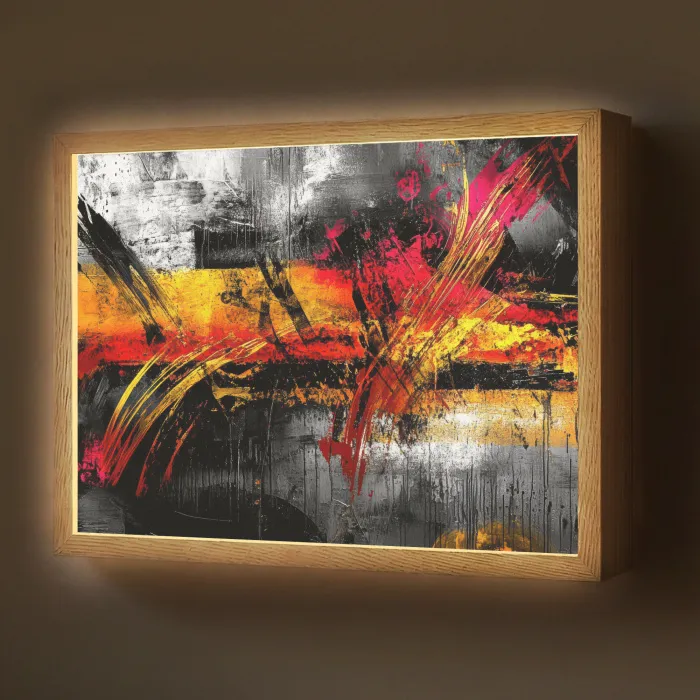 Kunst - Zwart - Abstract Light Box met batterij (Wandlamp) middel -z3d_website