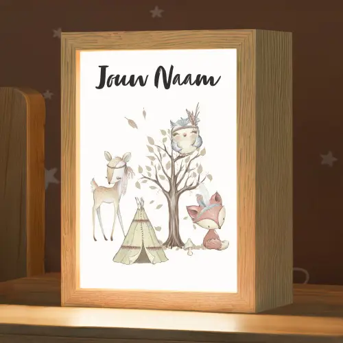 Wilde dieren - Bos - Illustratie Light Box met kabel (Kinderlampje) klein -zzz_3d_website