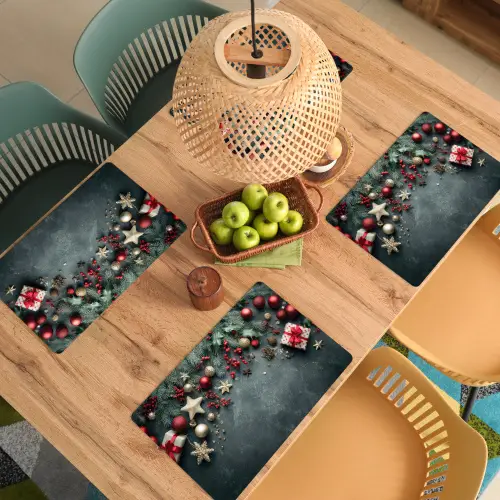 Kerstomlijsting - Hulst - Kleurrijk Placemat vinyl groot -zzsfeer5_Kitchenyeah-website
