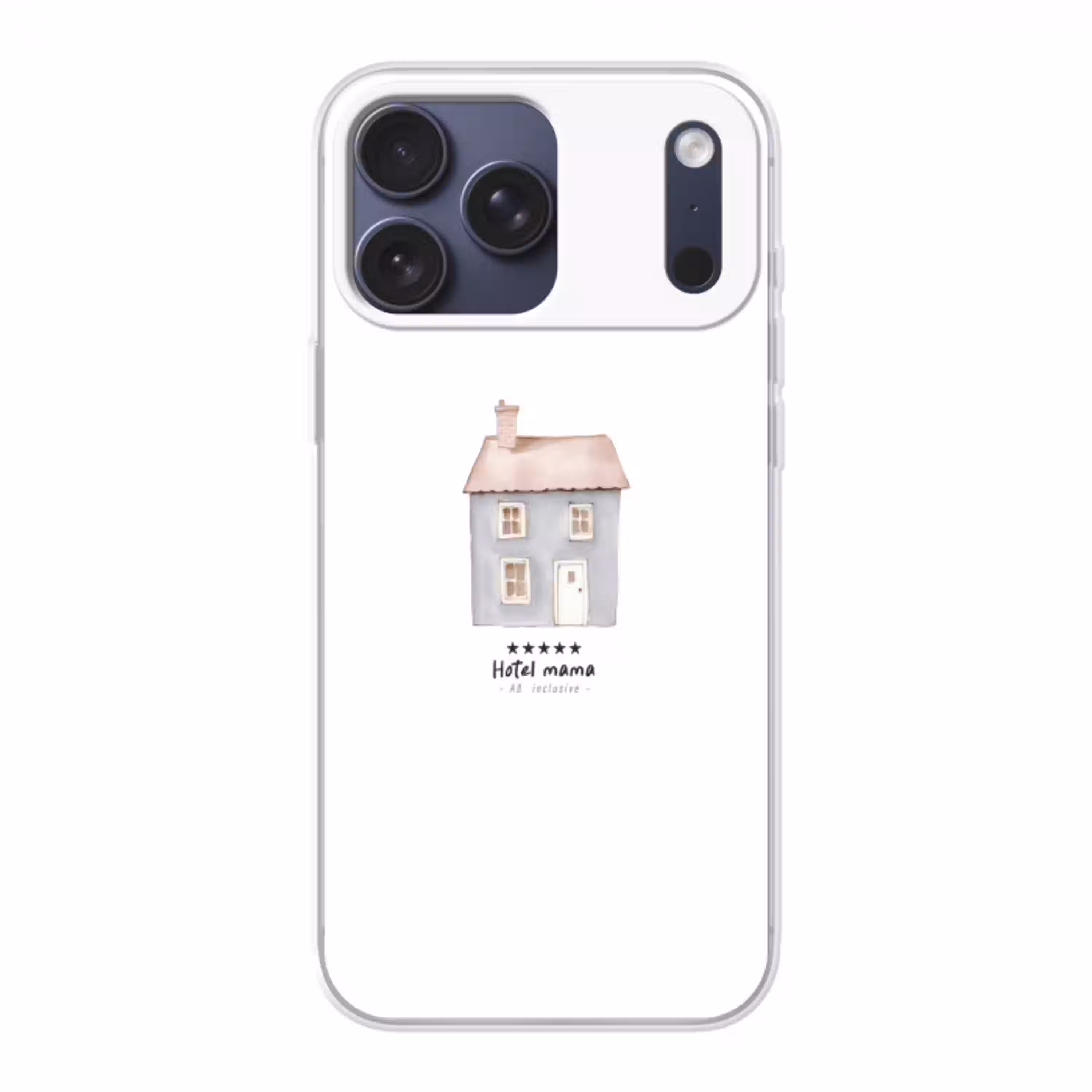 Lichtblauw - Huisje - Mama - Tekst Telefoonhoesje iPhone 17 Pro Max klein -3d