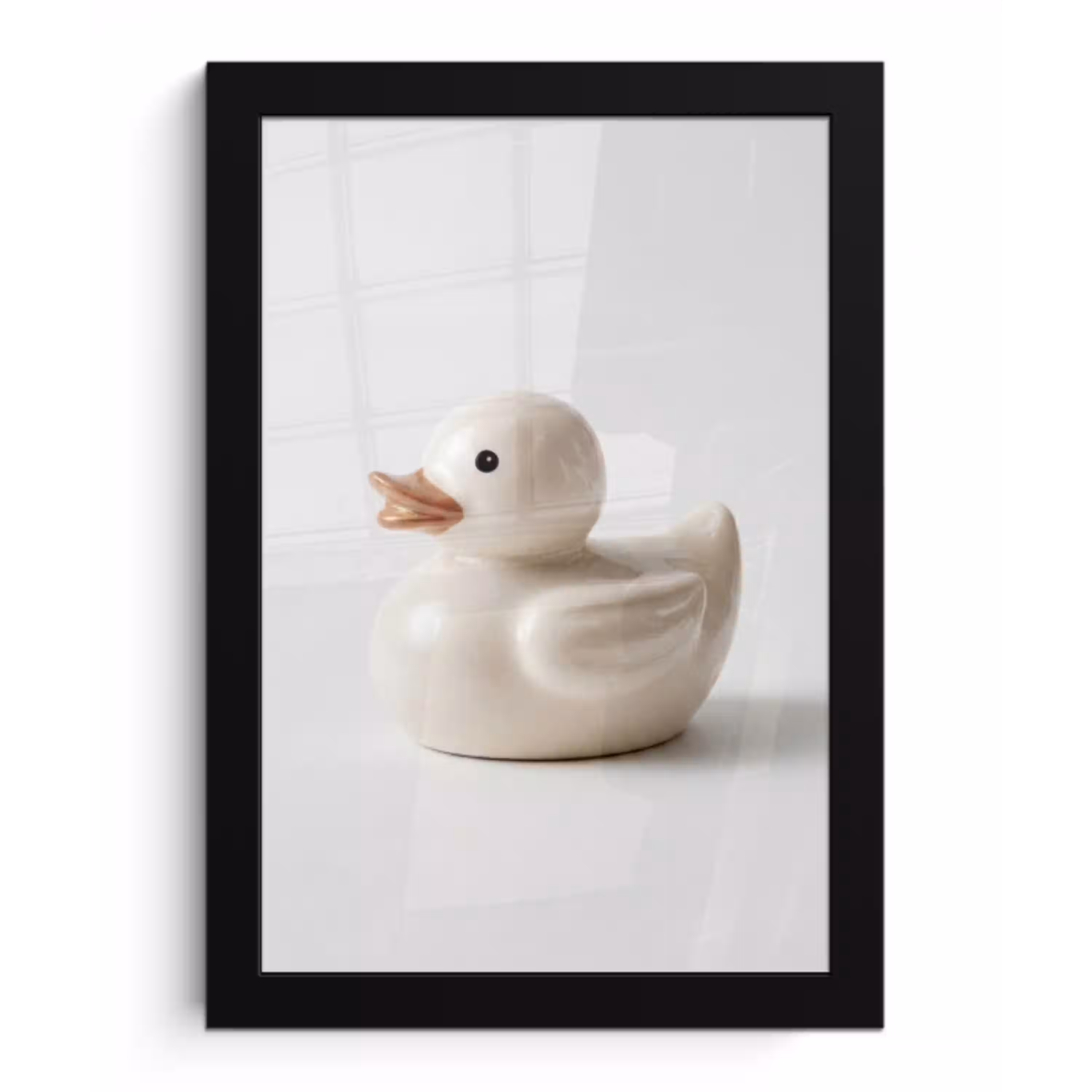 Badeend - Minimalistisch - Wit fotolijst zwart zonder passe partout klein -3d