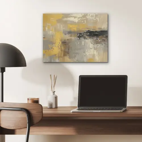 Abstract - Geel - Modern - Beige PET vilt klein -sfeer5