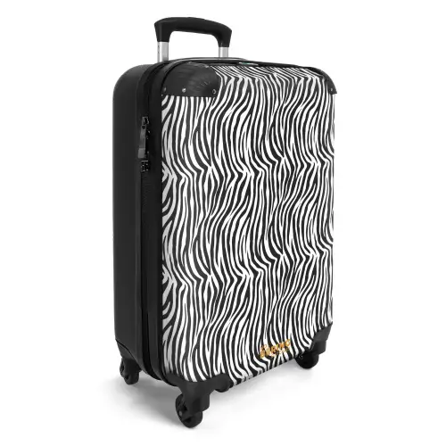 Zwart wit zebrapatroon met golvende strepen NBS - Handbagage koffer - Volwassenen Unisex middel -productfoto_3d