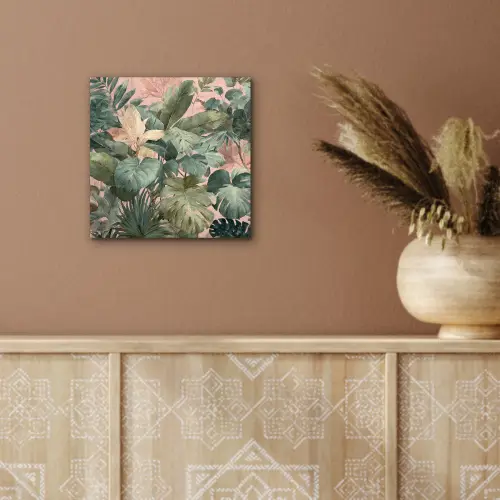 Compositie van bladeren - Groen - Roze aluminium wit klein -sfeer4