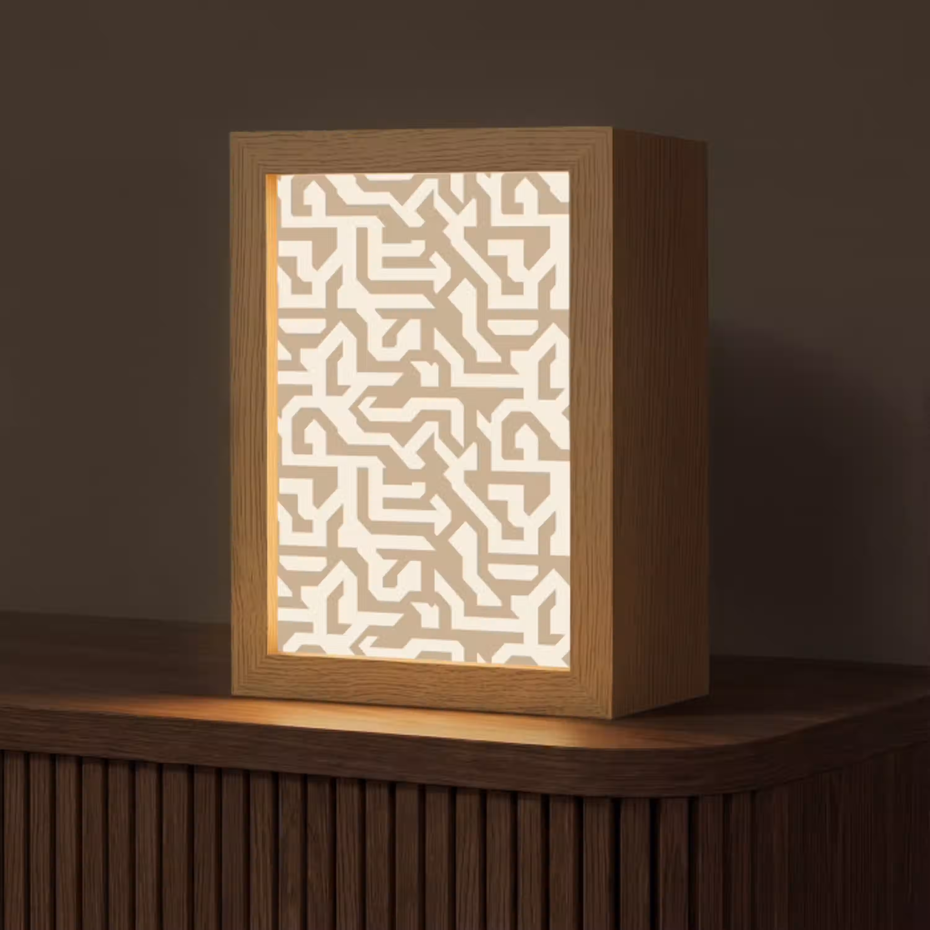Modern - Abstract - Beige Light Box met kabel (Tafellamp) klein 925 -z3d_website