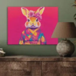 Konijn - Bloemen - Kleurrijk - Kimono PET vilt klein -sfeer2