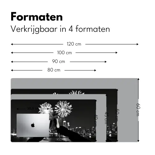 Vuurwerk - Proosten - Skyline - Champagne Muismat XXL klein -sfeer5
