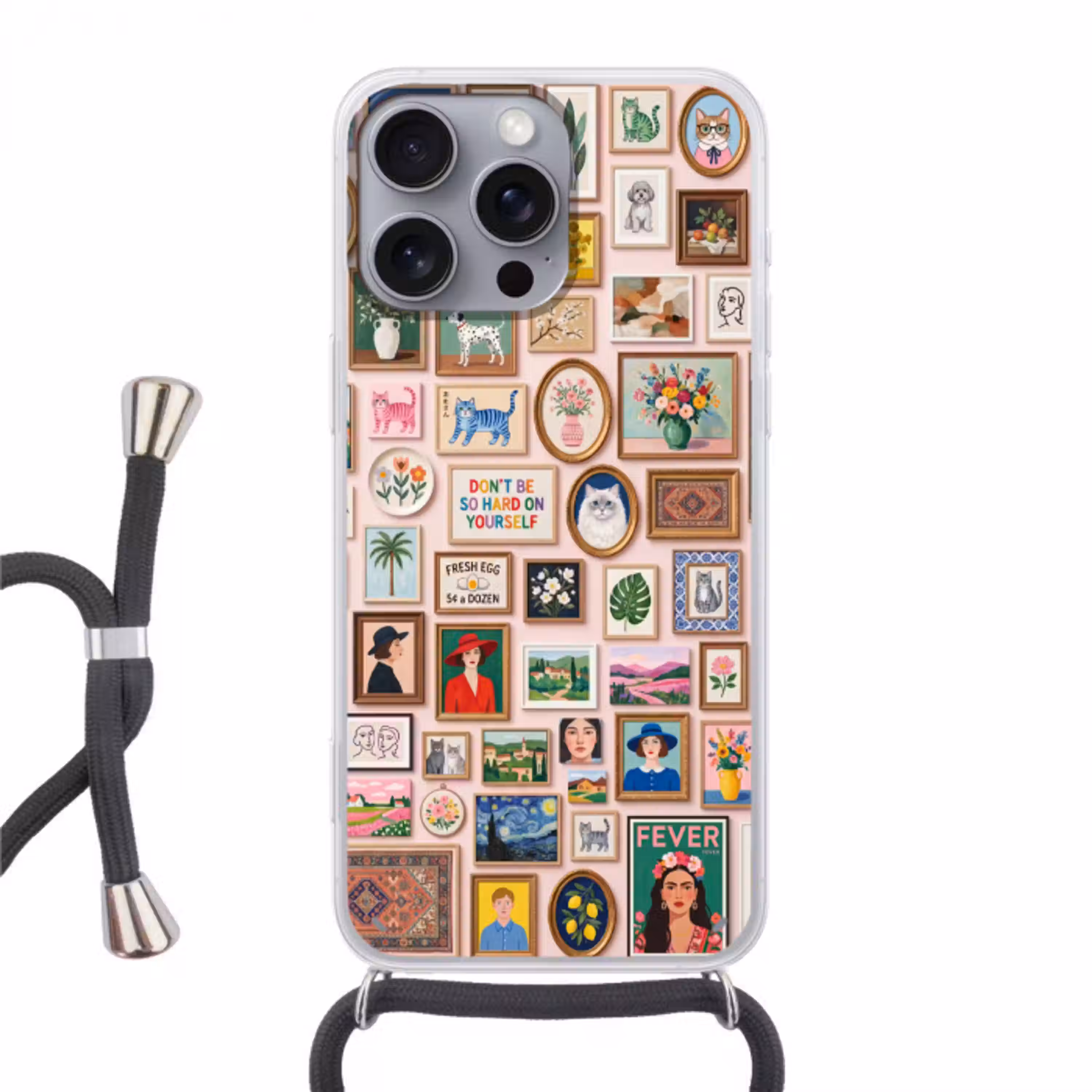 Kunst - Collectie - Decoratie - Modern - Kleurrijk Hoesje iPhone 16 Pro Max met koord klein -3d