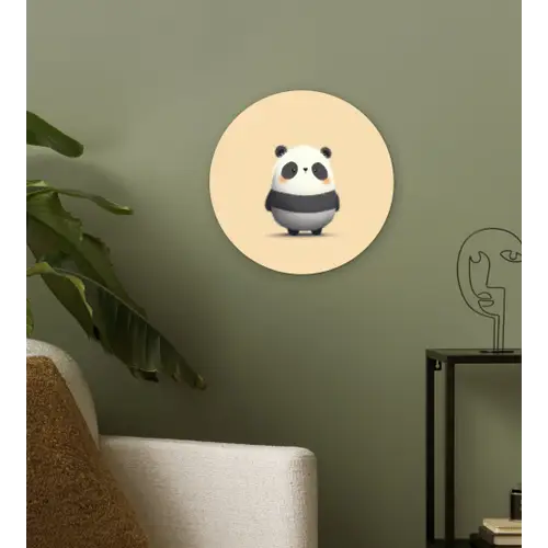 Panda - Beige - Minimalistisch Wandcirkel kunststof plaat 5mm dik klein -sfeer3