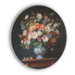 Boeket - Roze - Bloemen - Vaas Akoestische PET Vilt - Rond klein -3d