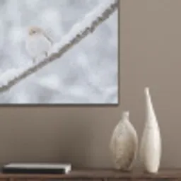 Vogeltje - Sneeuw - Tak - Winter - Zacht PET vilt klein -sfeer6_closeup