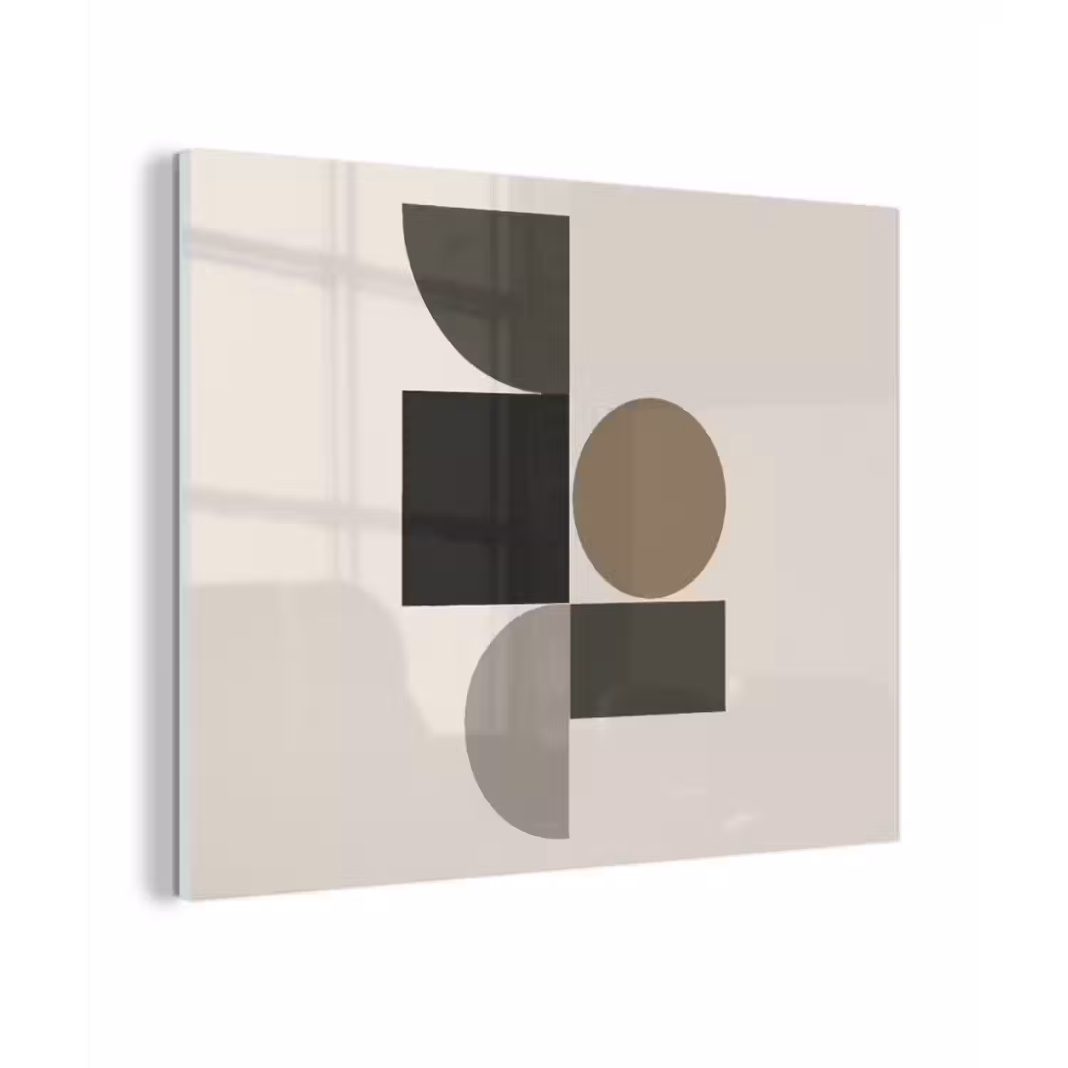 Glas schilderij - Aardetinten - Abstracte compositie - Eenvoudige vormen