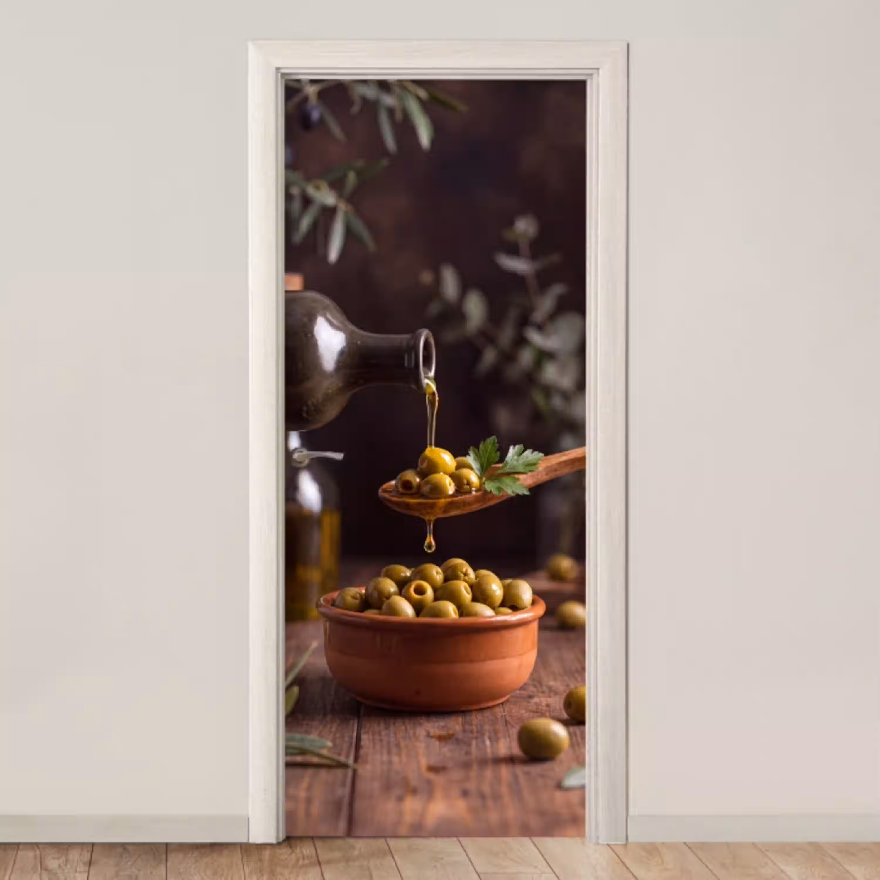 Olijven - Olijfolie - Eten deurposter klein -3d_beige