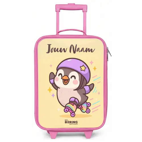 Kawai - Pinguin - Rolschaatsen Kinderkoffer - Roze klein -zz3dotto