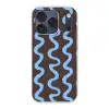 Kronkelende lijnen - Blauw - Bruin - Minimalistisch Telefoonhoesje iPhone 17 Pro klein 878 -3d