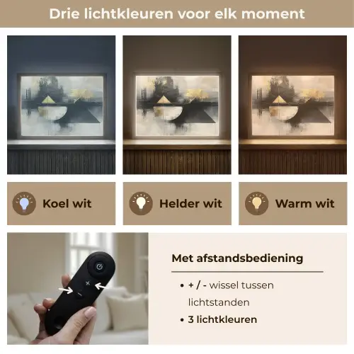 Abstract - Zwart - Verf - Modern Light Box met batterij (Wandlamp) middel -USP_lichtkleurNL