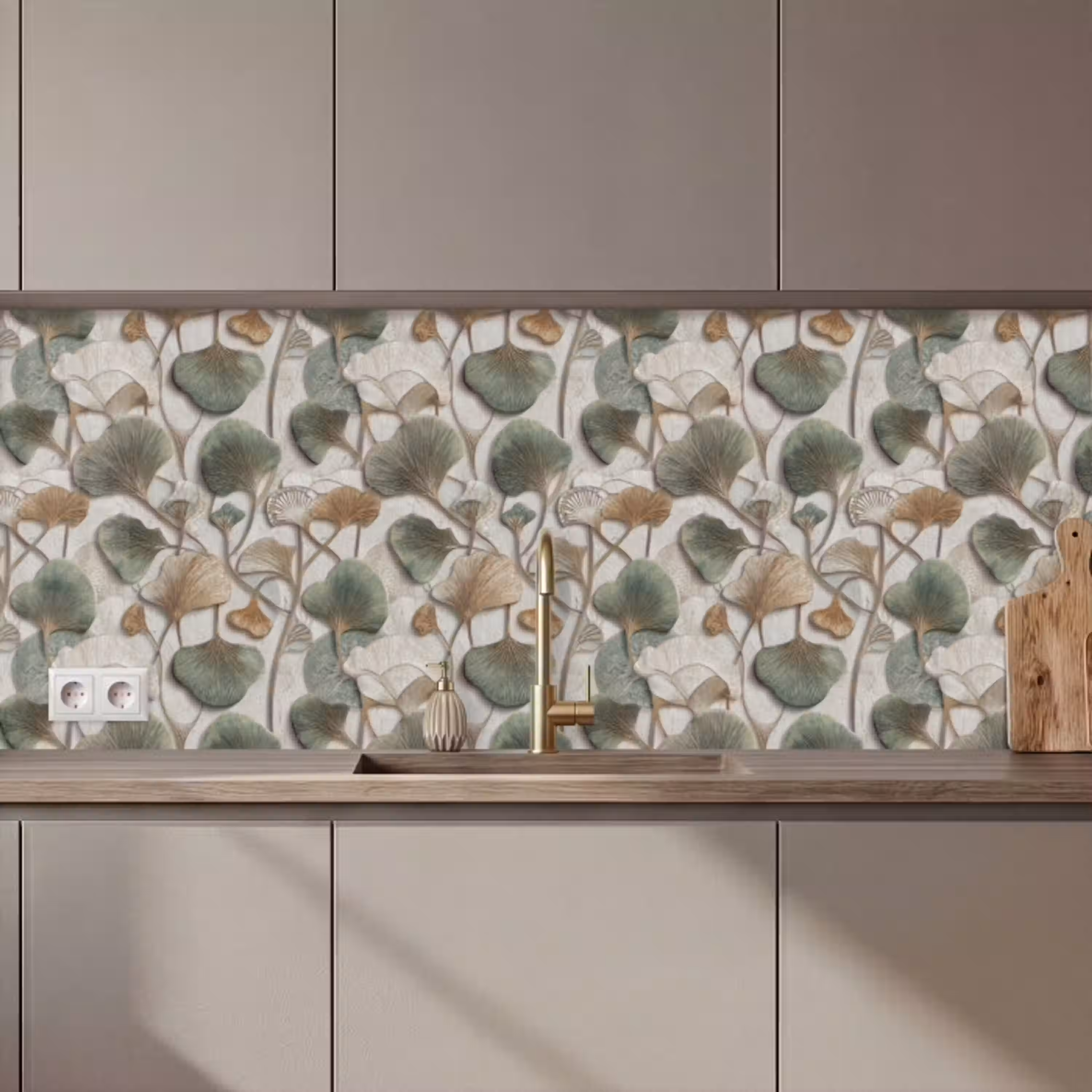 Elegant - Bladeren - Groen keuken achterwand 2 middel 871 zz_3dshopping