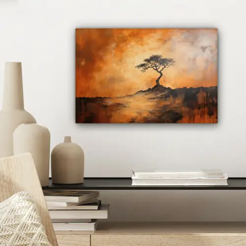 Boom - Landschap - Oranje canvas 2cm klein -sfeer6
