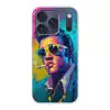 Portret - Sigaret - Kleurrijk - Bril Telefoonhoesje iPhone 17 Pro klein -3d