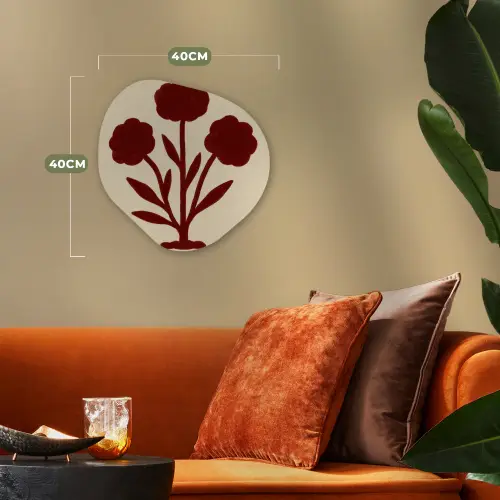 Bloemen - Bladeren - Rood - Minimalistisch Wandcirkel Organisch Forex 3mm klein -sfeer3
