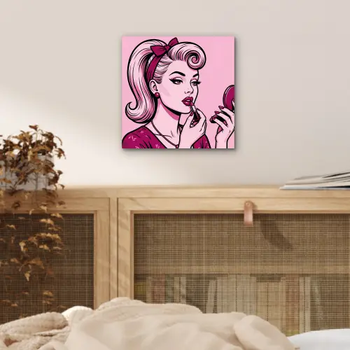 Vintage - Vrouw - Roze aluminium wit klein -sfeer3