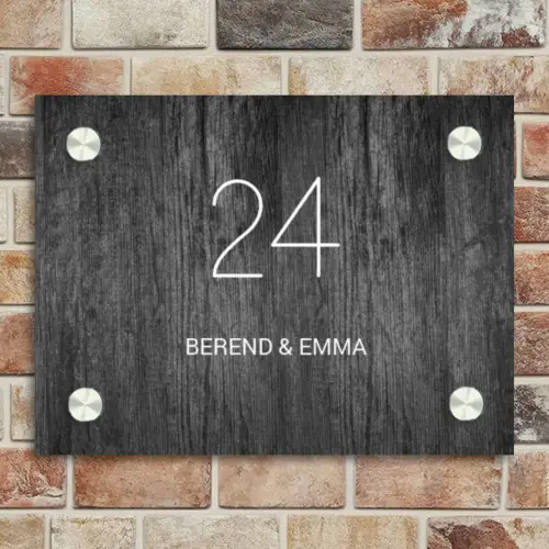Donker hout - Klassiek Naambord Rechthoek middel -sfeer3